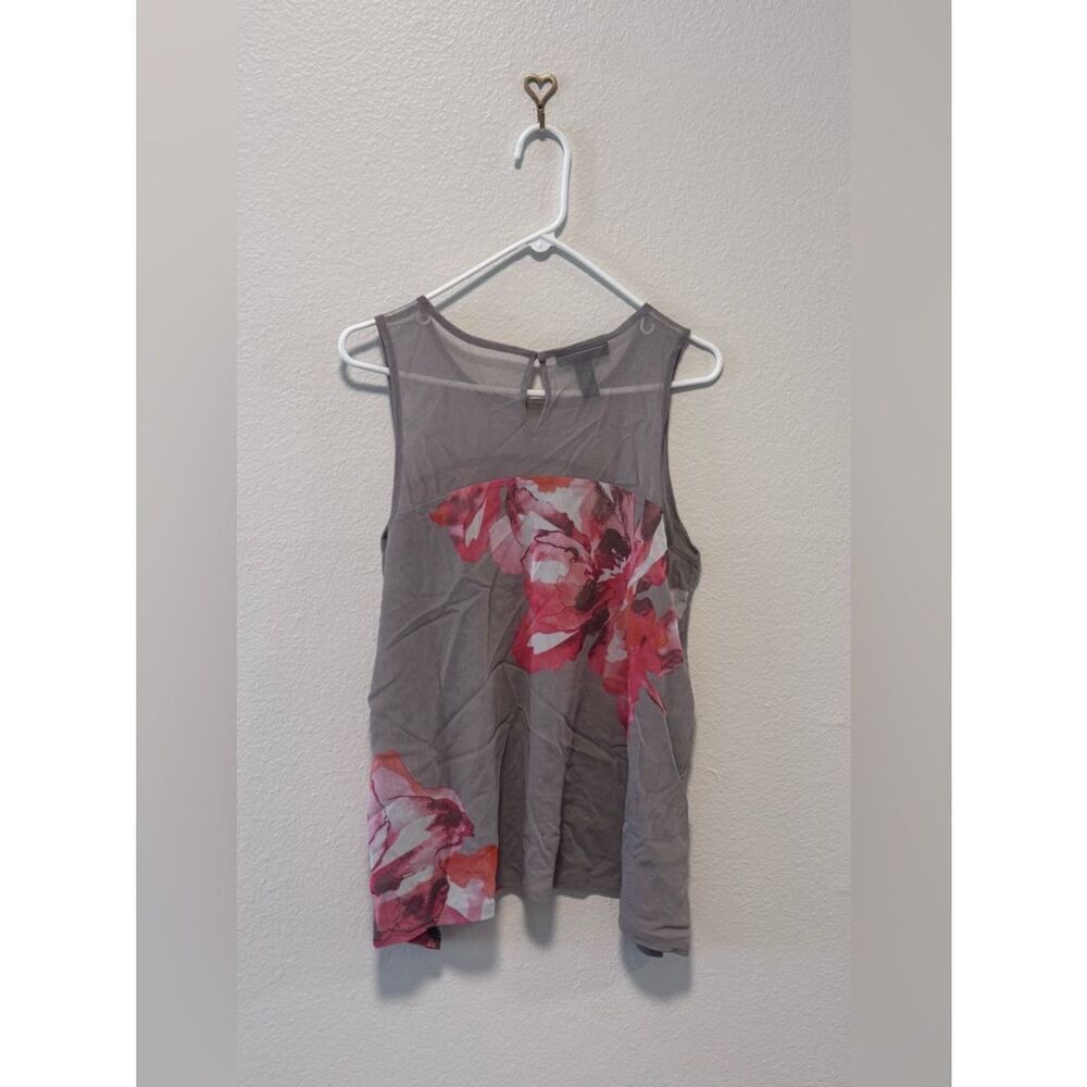 NWOT - INC International Concepts Grey Floral Tank w/ beautiful sequence - Large - Picture 2 of 11